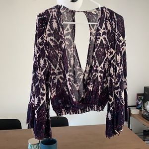 Purple printed crop top